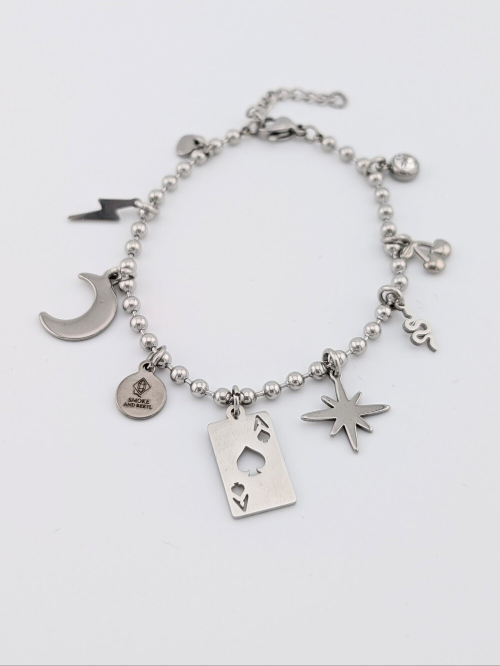Artisan Silver Charm Bracelet - Unique Handmade Jewelry - Celestial - D048